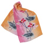 Chinese Lotus Print Silk Shawl